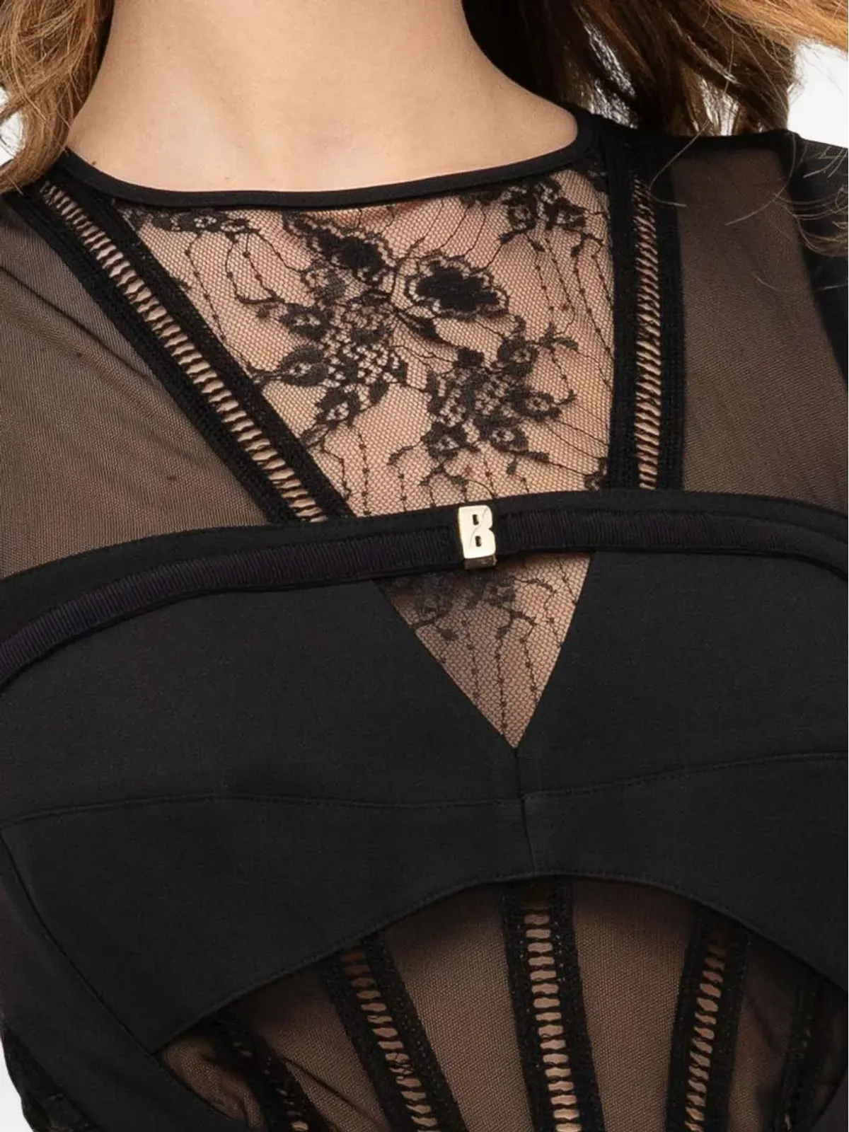 Babylone Paris レースインサートミディドレス - 画像4