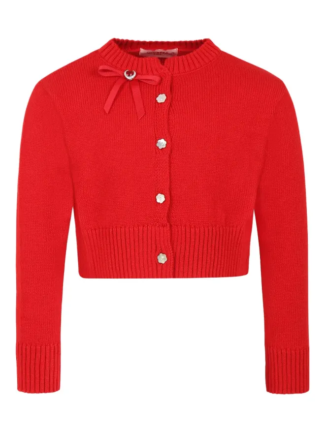 Vivetta Kids Vivetta Kids bow-detail cardigan - Redの商品画像