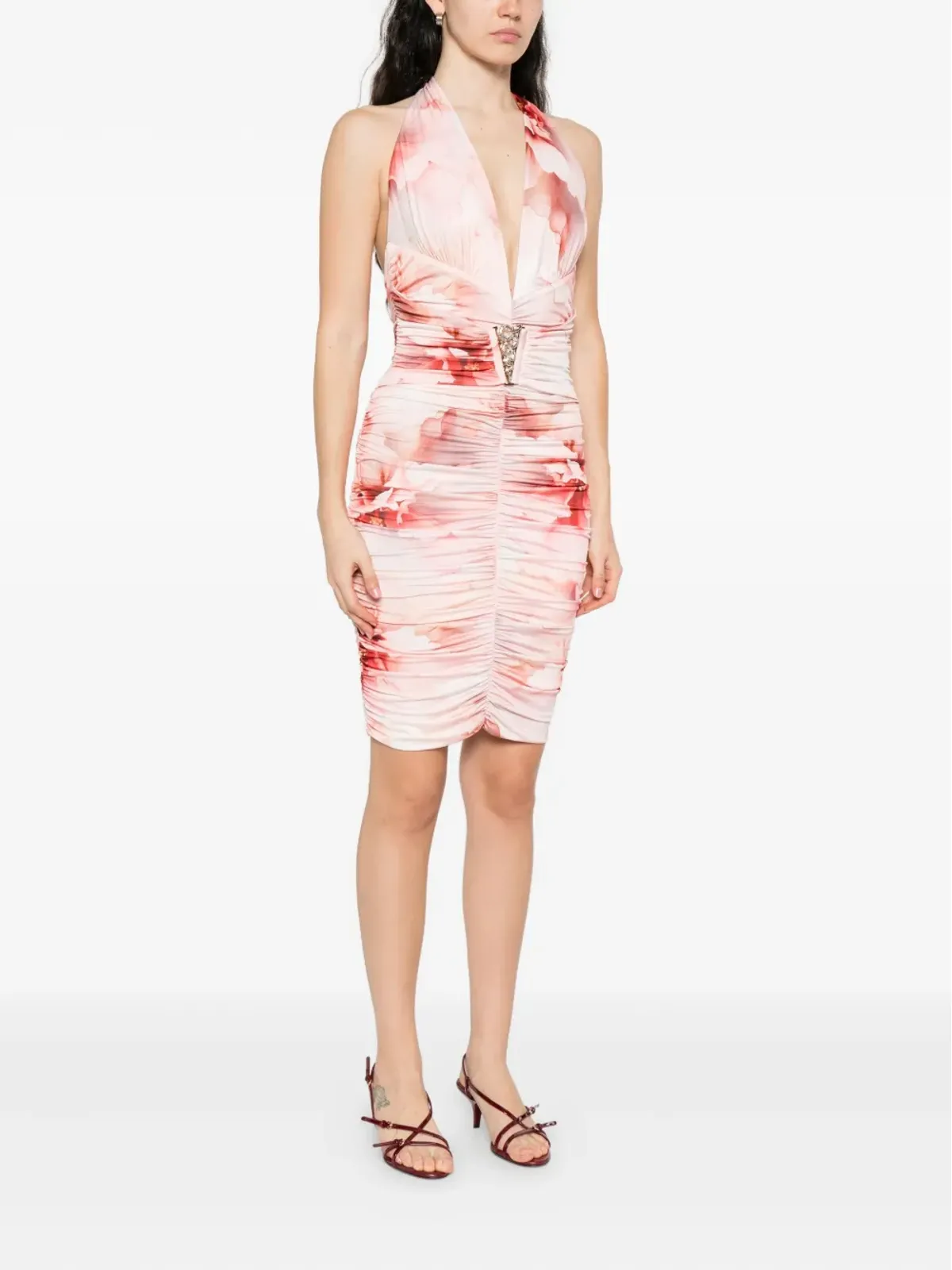 Babylone Paris V-neck floral-print mini dress - Pink - 画像3