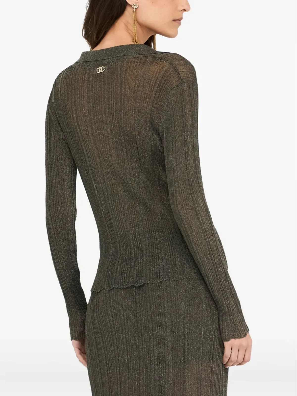 LIU JO Lurex® ポロトップ グリーン - 画像4
