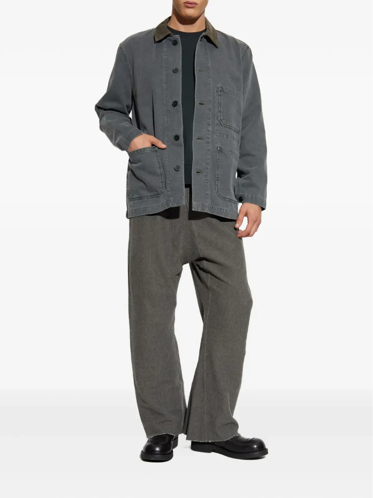 Officine Generale コーデュロイカラー デニムシャツジャケット - 画像2