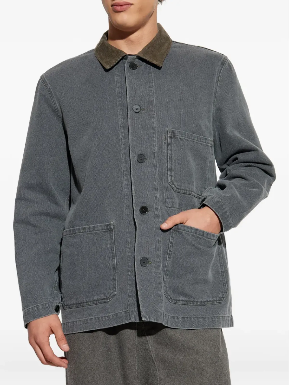Officine Generale コーデュロイカラー デニムシャツジャケット - 画像3