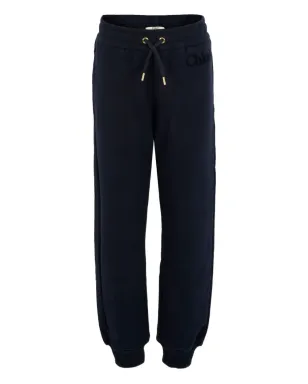 Chloé Kids 刺繍ロゴ入り裾リブパンツ - ブルー - サムネイル1