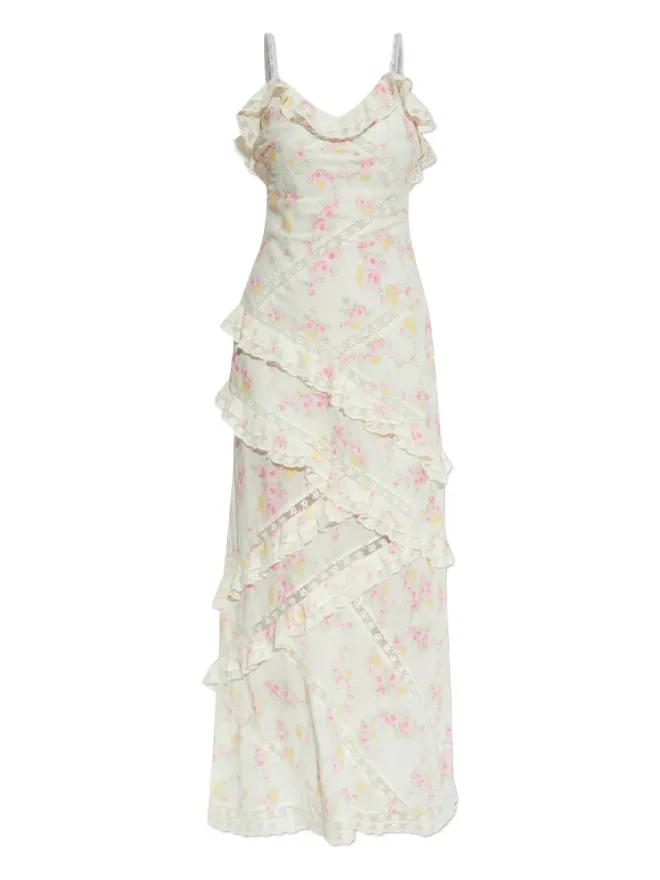 LoveShackFancy LoveShackFancy Nocelle フローラルレースのフリルドレス - ホワイトの商品画像