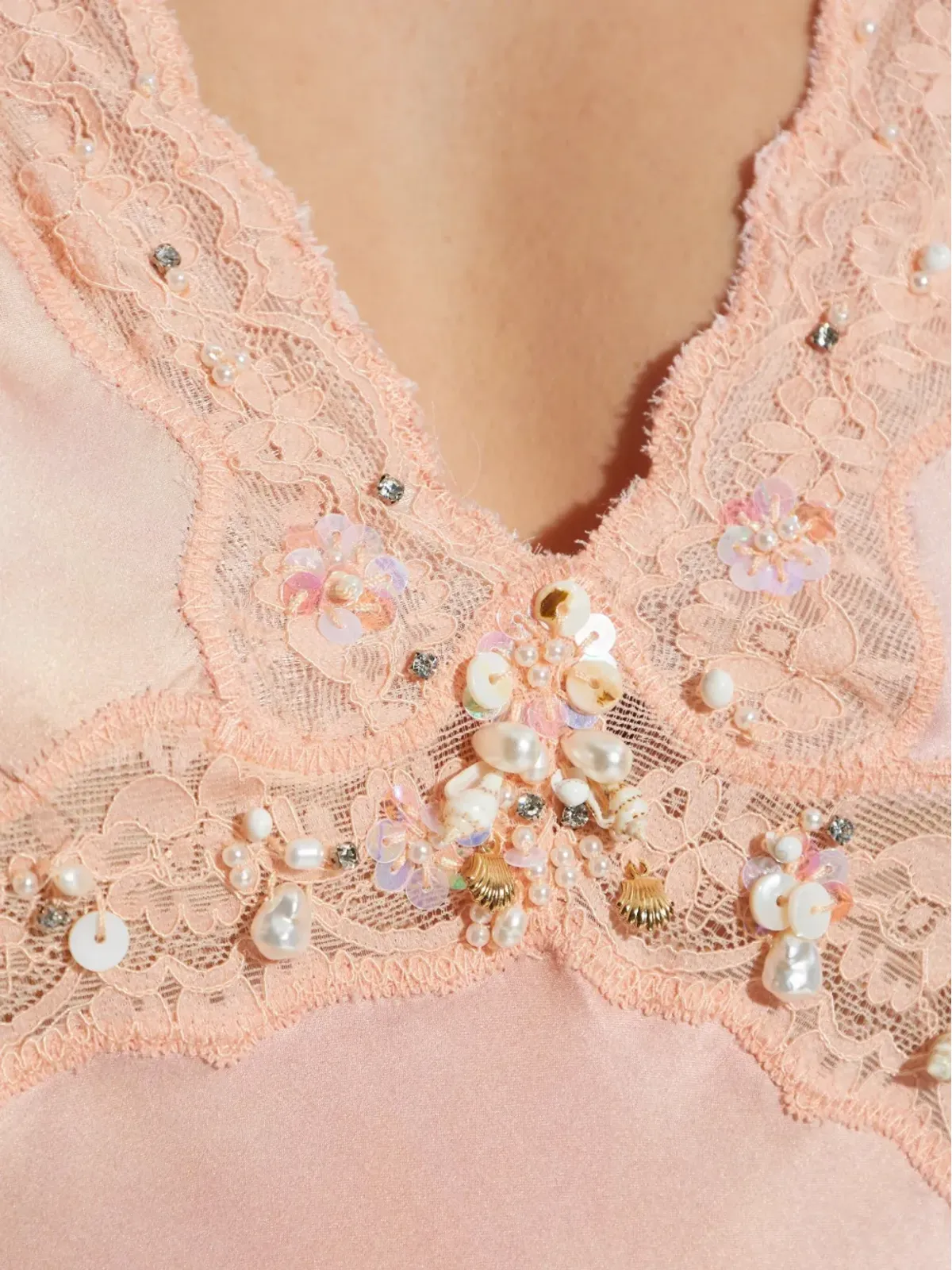LoveShackFancy ビアー レース装飾付きシルクドレス - 画像5