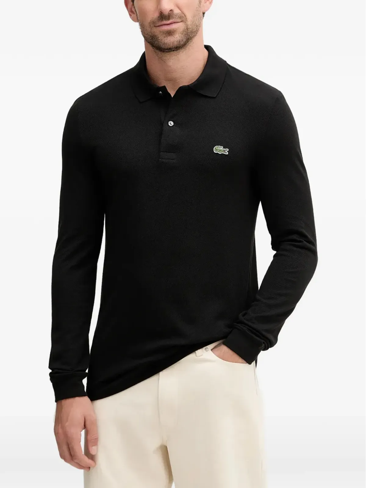 Lacoste ロングスリーブポロシャツ - ブラック - 画像1