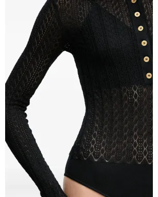 Elisabetta Franchi パターン柄ニット ポロトップ - ブラック - サムネイル5