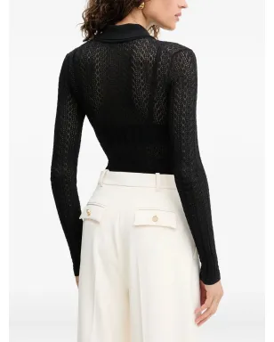Elisabetta Franchi パターン柄ニット ポロトップ - ブラック - サムネイル3
