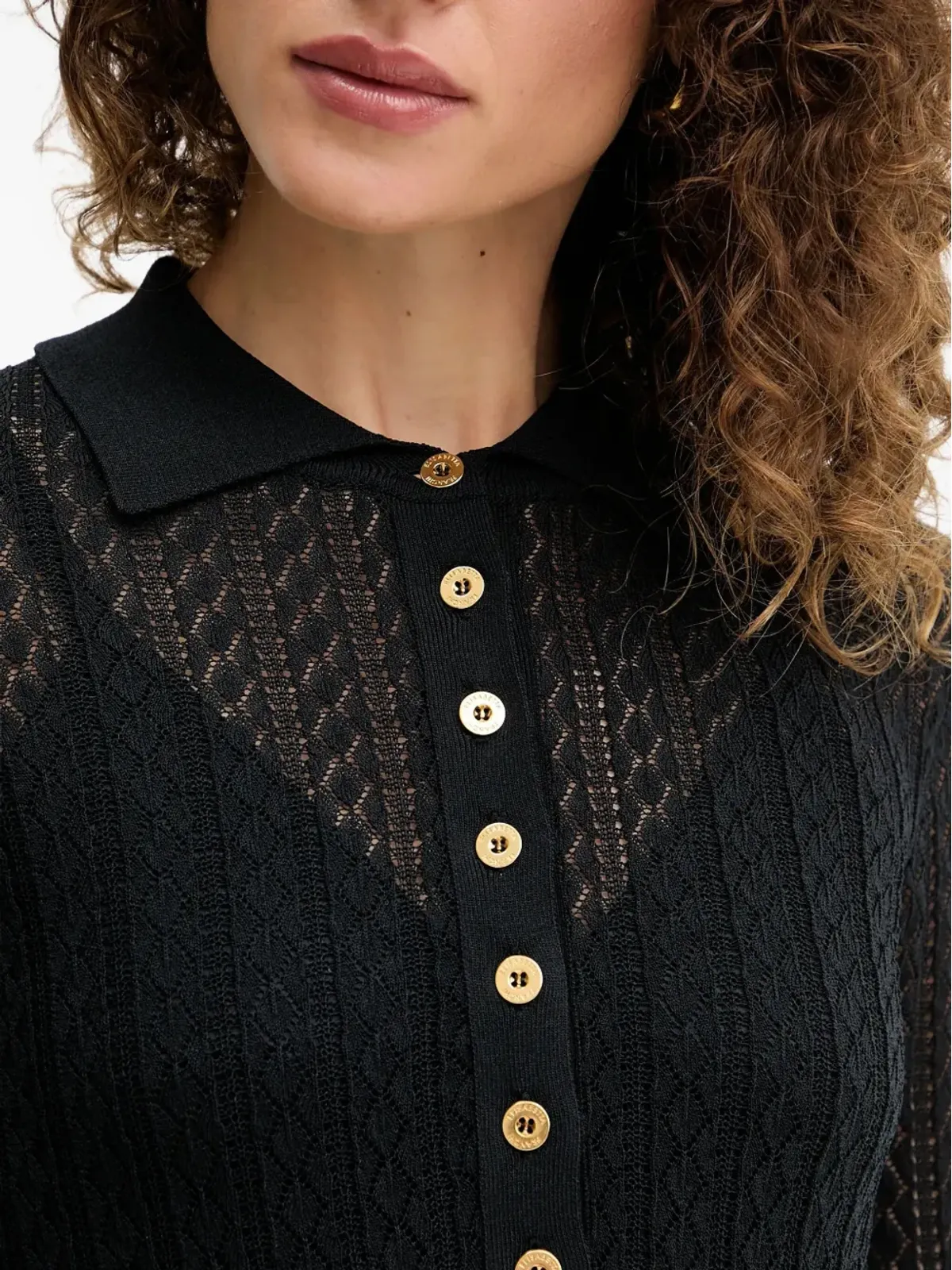 Elisabetta Franchi パターン柄ニット ポロトップ - ブラック - 画像4