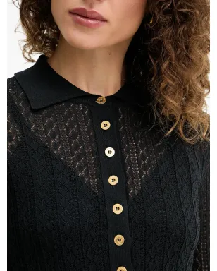 Elisabetta Franchi パターン柄ニット ポロトップ - ブラック - サムネイル4