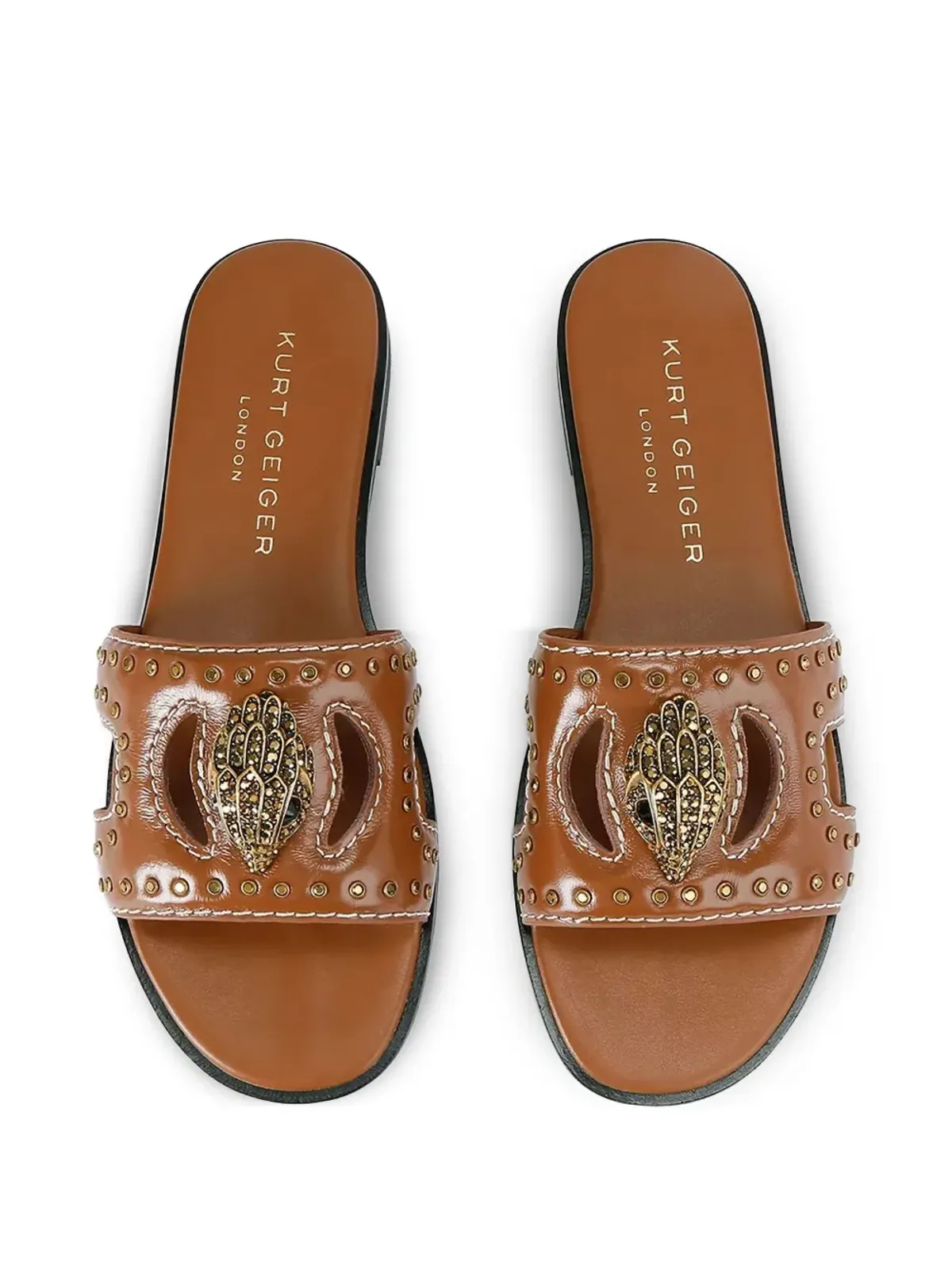 Kurt Geiger London イーグルヘッドディテールスタッズ付きフラットサンダル - 画像3