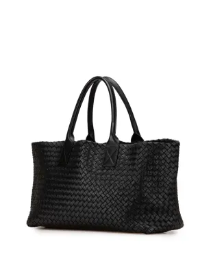 Bottega Veneta Pre-Owned 2012-2025 ミディアム ラムスキン インテレッチョ Cabat トートバッグ - ブラック - サムネイル3