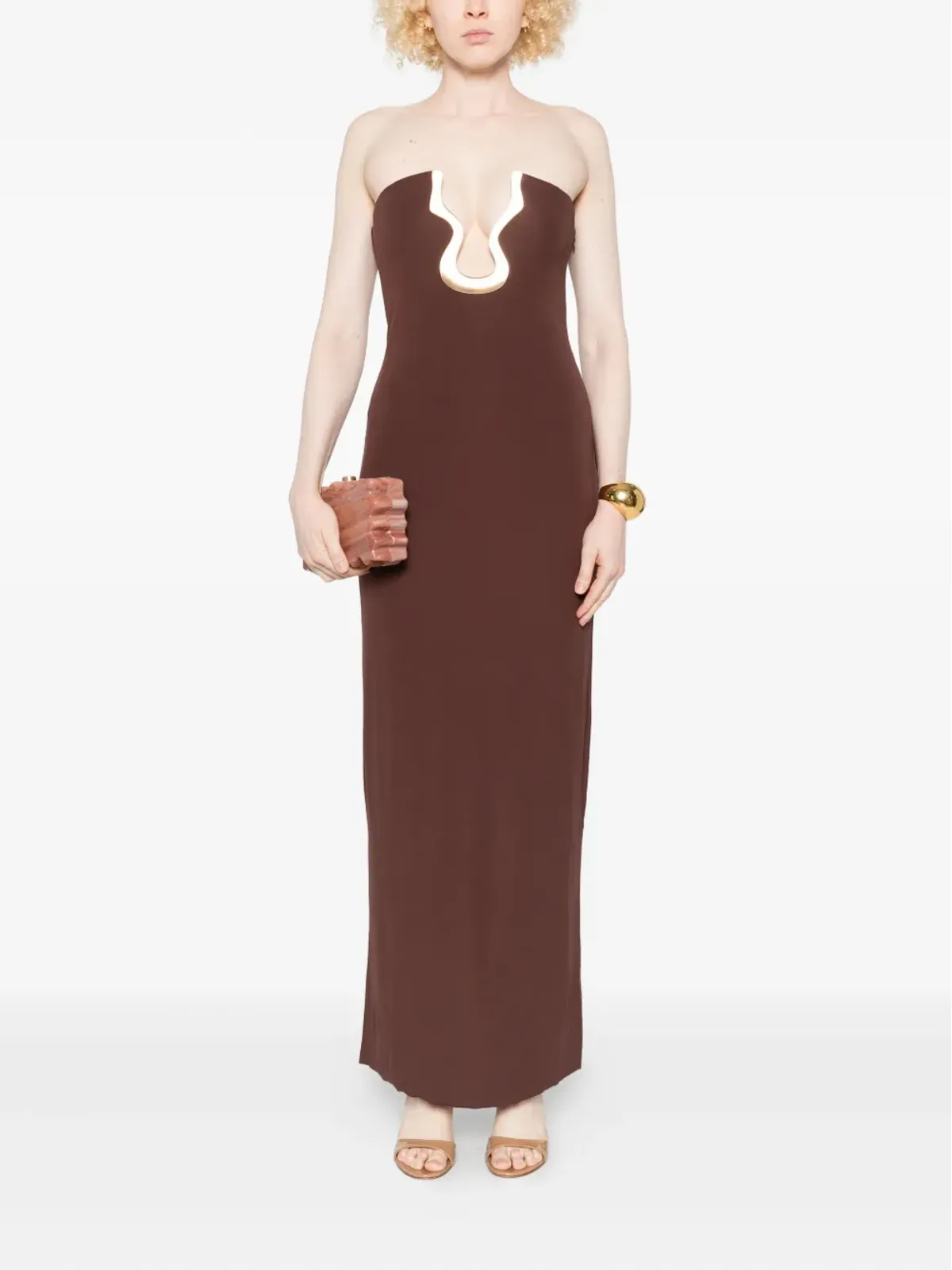 Cult Gaia アプリル カットアウト マキシドレス - ブラウン - 画像2