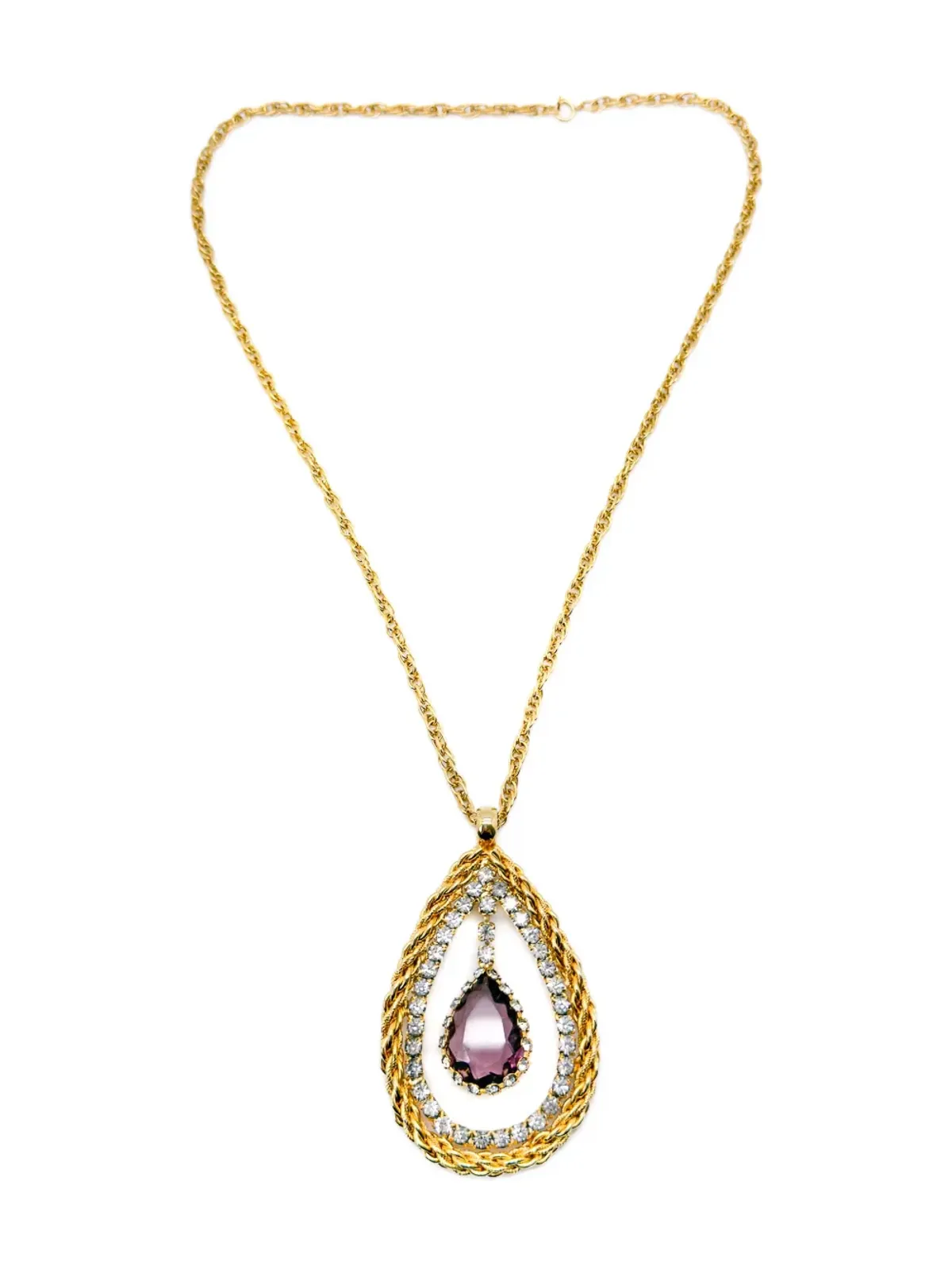 Jennifer Gibson Jewellery 1960年代 アメジスト アイチェーン ペンダント ネックレス（ヴィンテージ） ゴールド - 画像1
