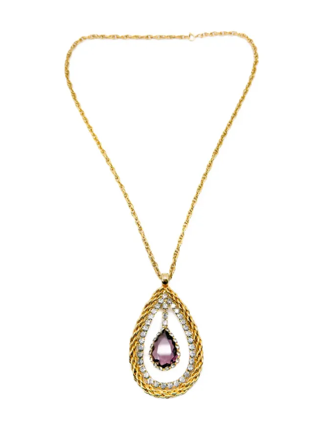 Jennifer Gibson Jewellery Jennifer Gibson Jewellery 1960年代 アメジスト アイチェーン ペンダント ネックレス（ヴィンテージ） ゴールドの商品画像
