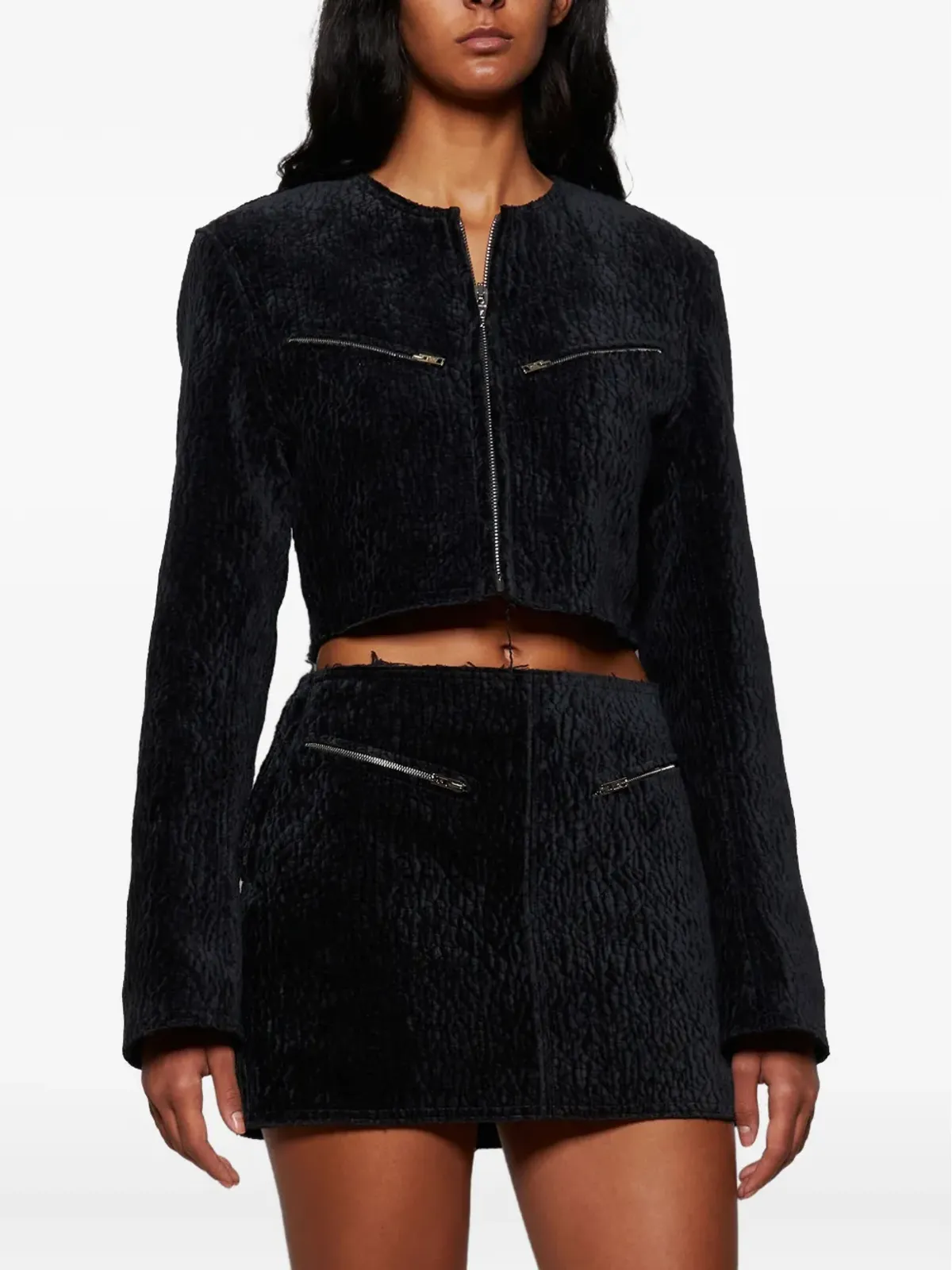 Alexander Wang ベルベット風クロップドジャケット - 画像3