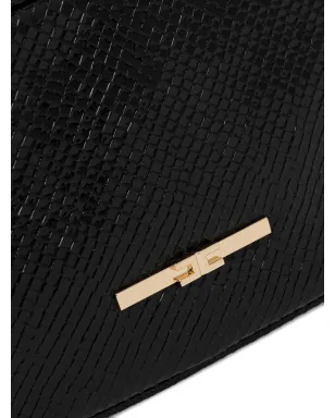 Elisabetta Franchi La Mia Bambina テクスチャード ロゴプレート バッグ - ブラック - サムネイル3
