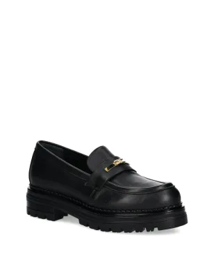 Elisabetta Franchi La Mia Bambina buckle-detail lug-sole loafers - Black - サムネイル1