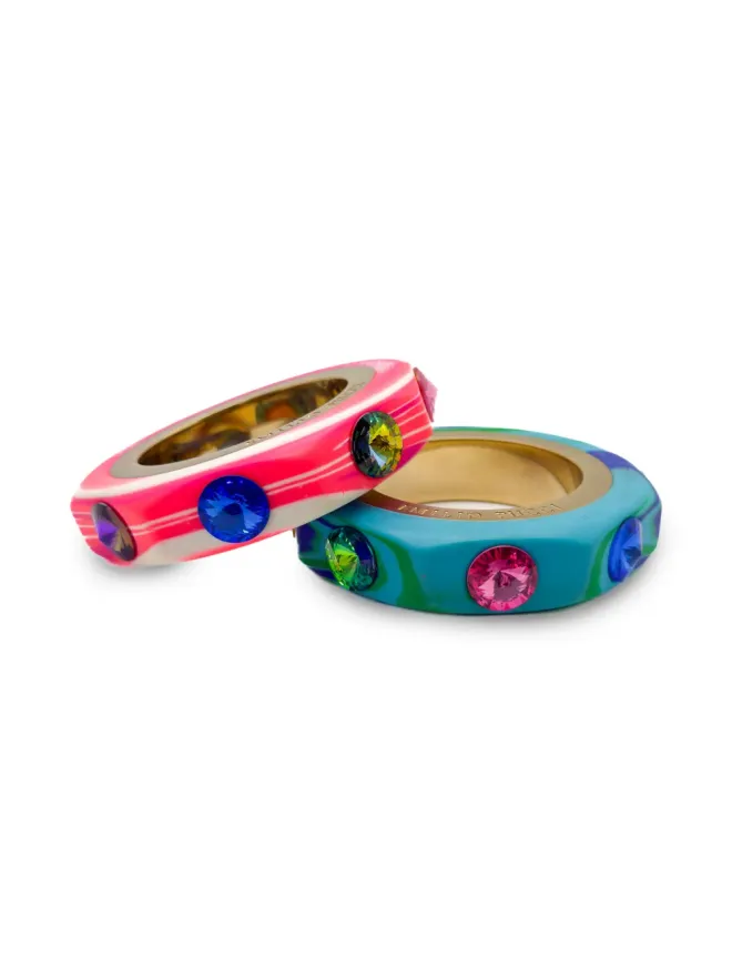 Jennifer Gibson Jewellery Jennifer Gibson Jewellery 1990年代 マーブルジュエルド バングル - ゴールドの商品画像