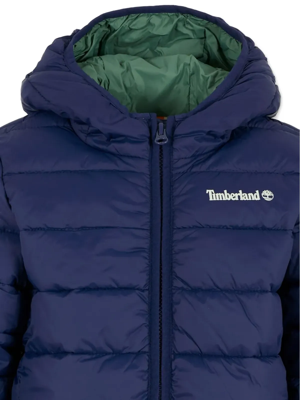 Timberland Kids ロゴディテール キルテッド フーデッドジャケット - ブルー - 画像3