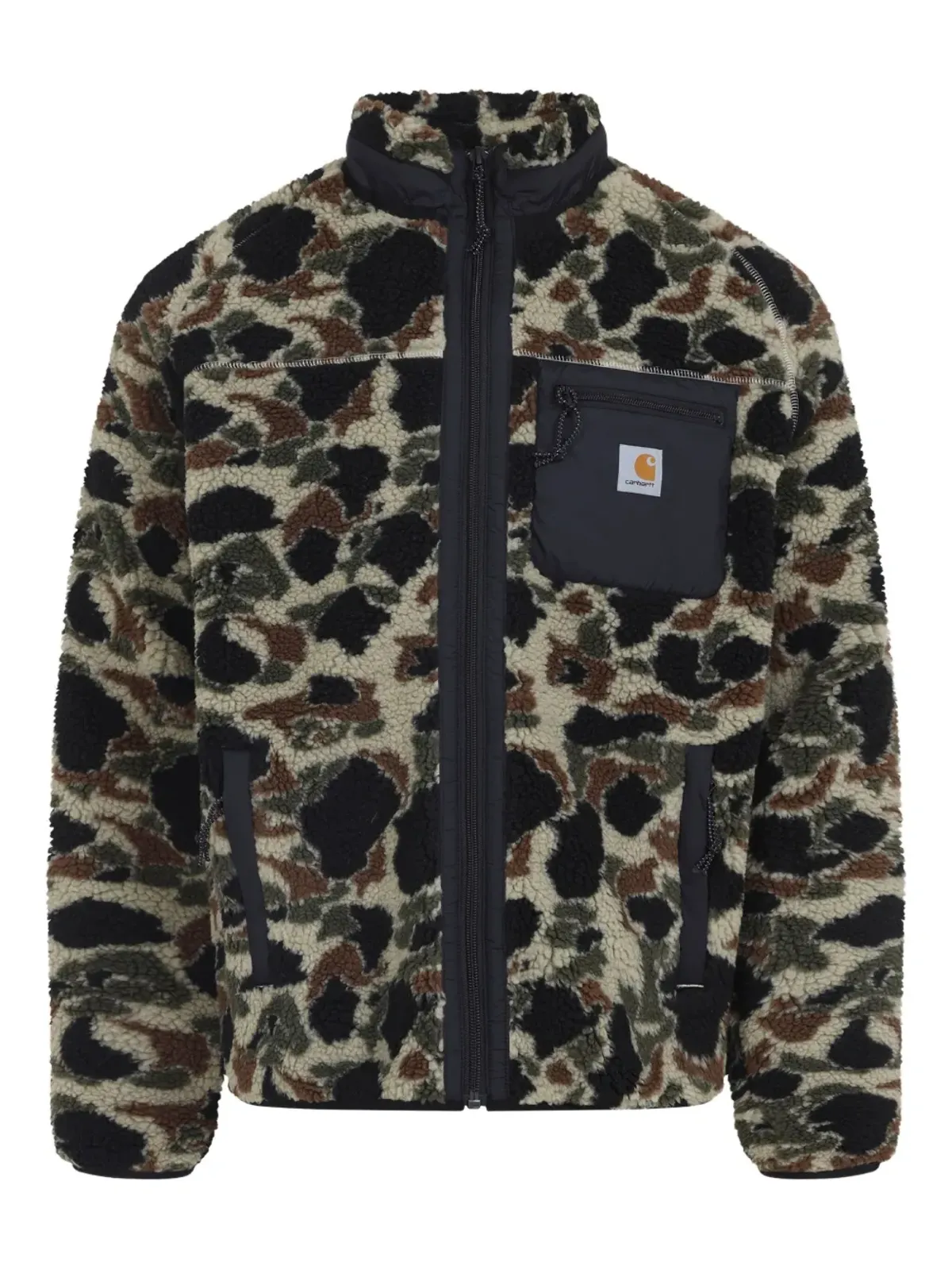 Carhartt WIP プリンティス ライナー カモフラージュ柄 フリースジャケット ブラック - 画像1