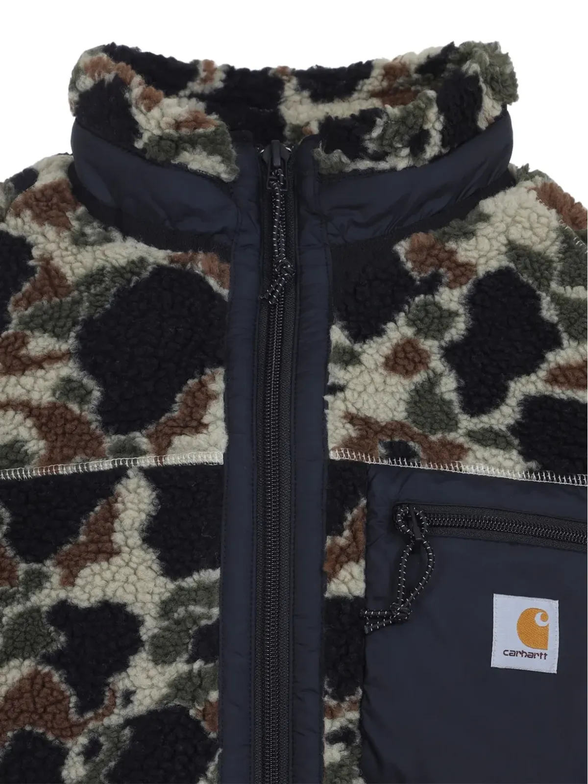 Carhartt WIP プリンティス ライナー カモフラージュ柄 フリースジャケット ブラック - 画像3