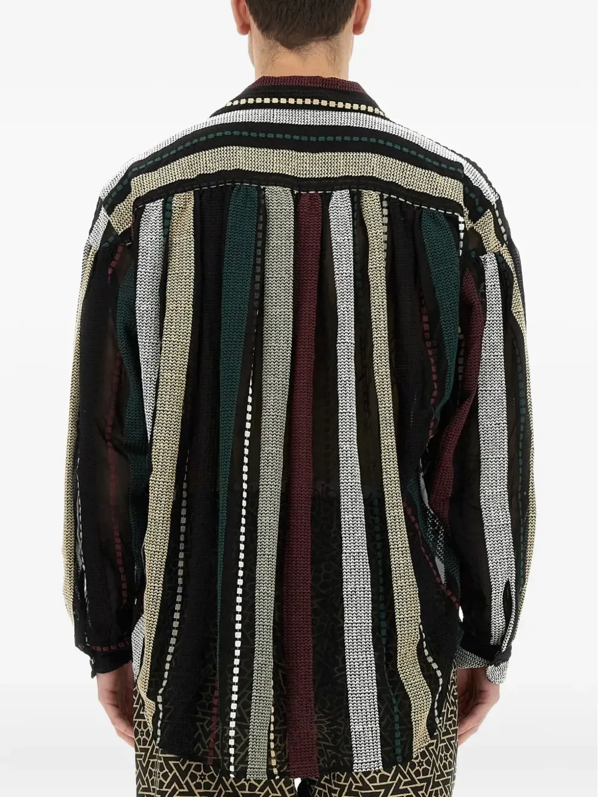 AIE stripe-embroidered shirt - Black - 画像4
