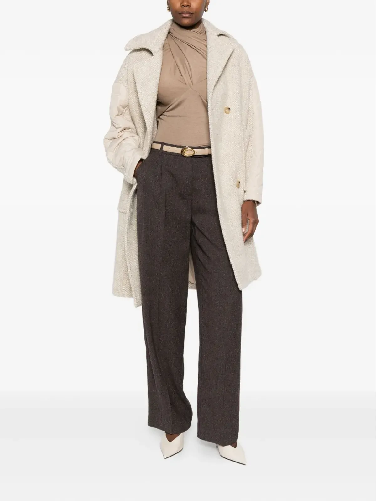 Patrizia Pepe シングルブレストコート FG49 White Greige - 画像2