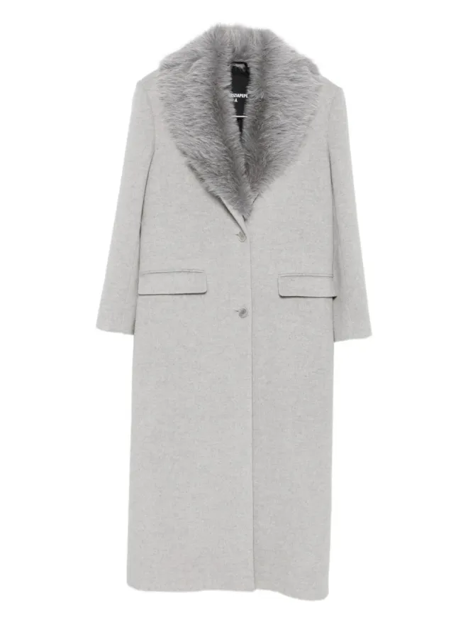 Patrizia Pepe Patrizia Pepe フェイクファー・シングルブレストコート グレーの商品画像
