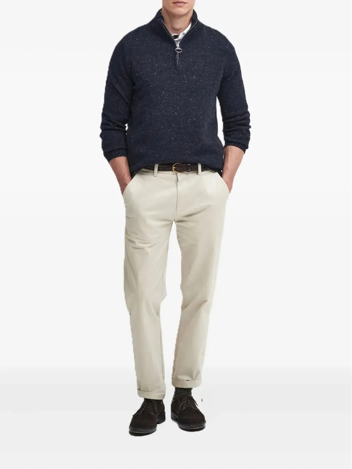 Barbour 半ジップ杢柄セーター - 画像2