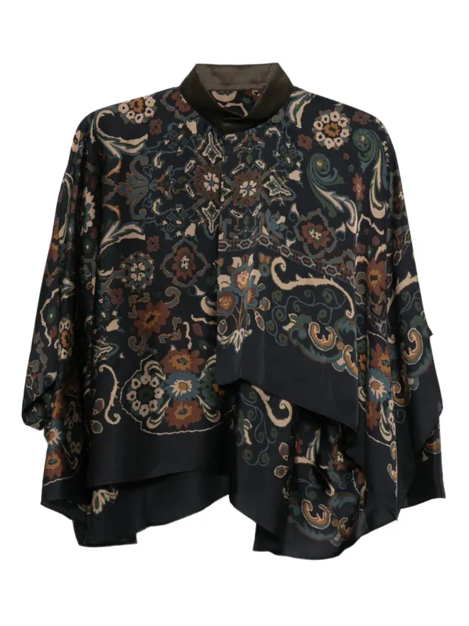 sacai sacai ペイズリープリント レイヤード ブラウス - ブルーの商品画像