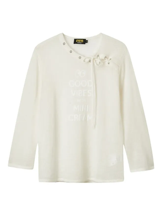 Mini Cream Mini Cream アシンメトリーネック長袖セーターの商品画像