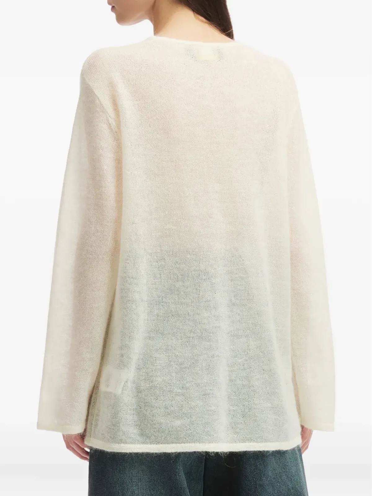 Mini Cream アシンメトリーネック長袖セーター - 画像4