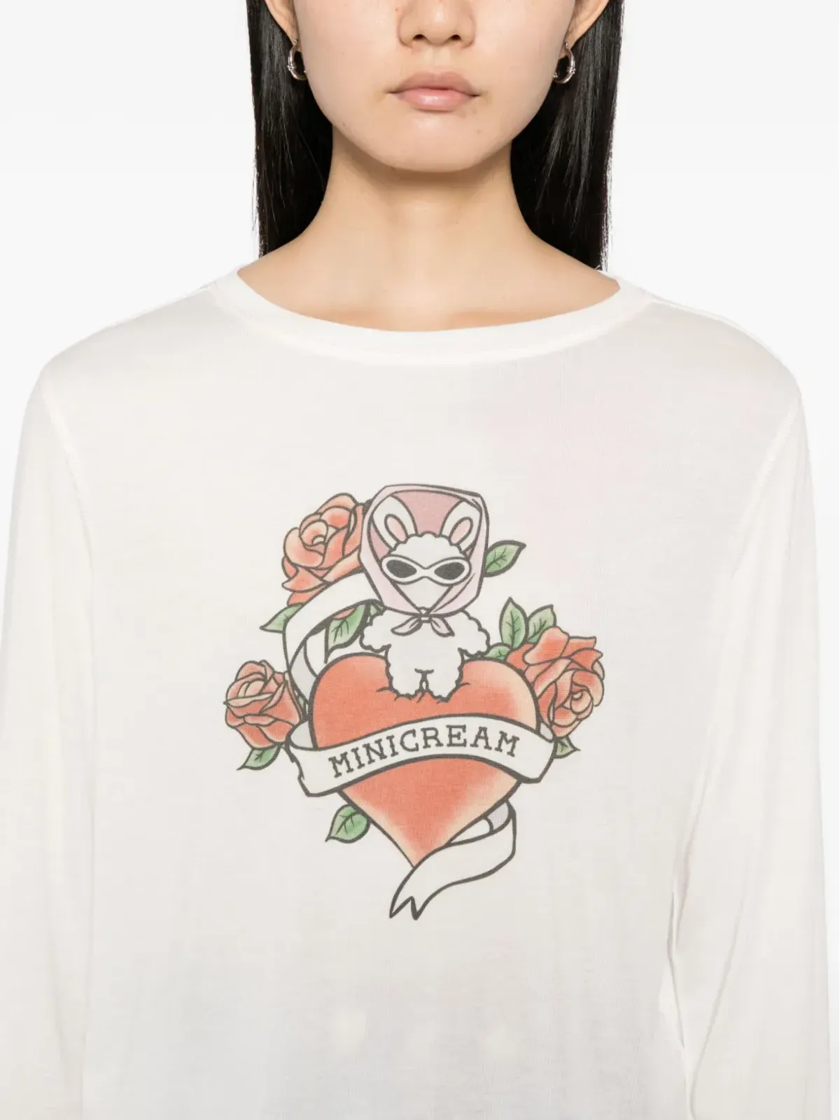 Mini Cream グラフィックプリントTシャツ - 画像5