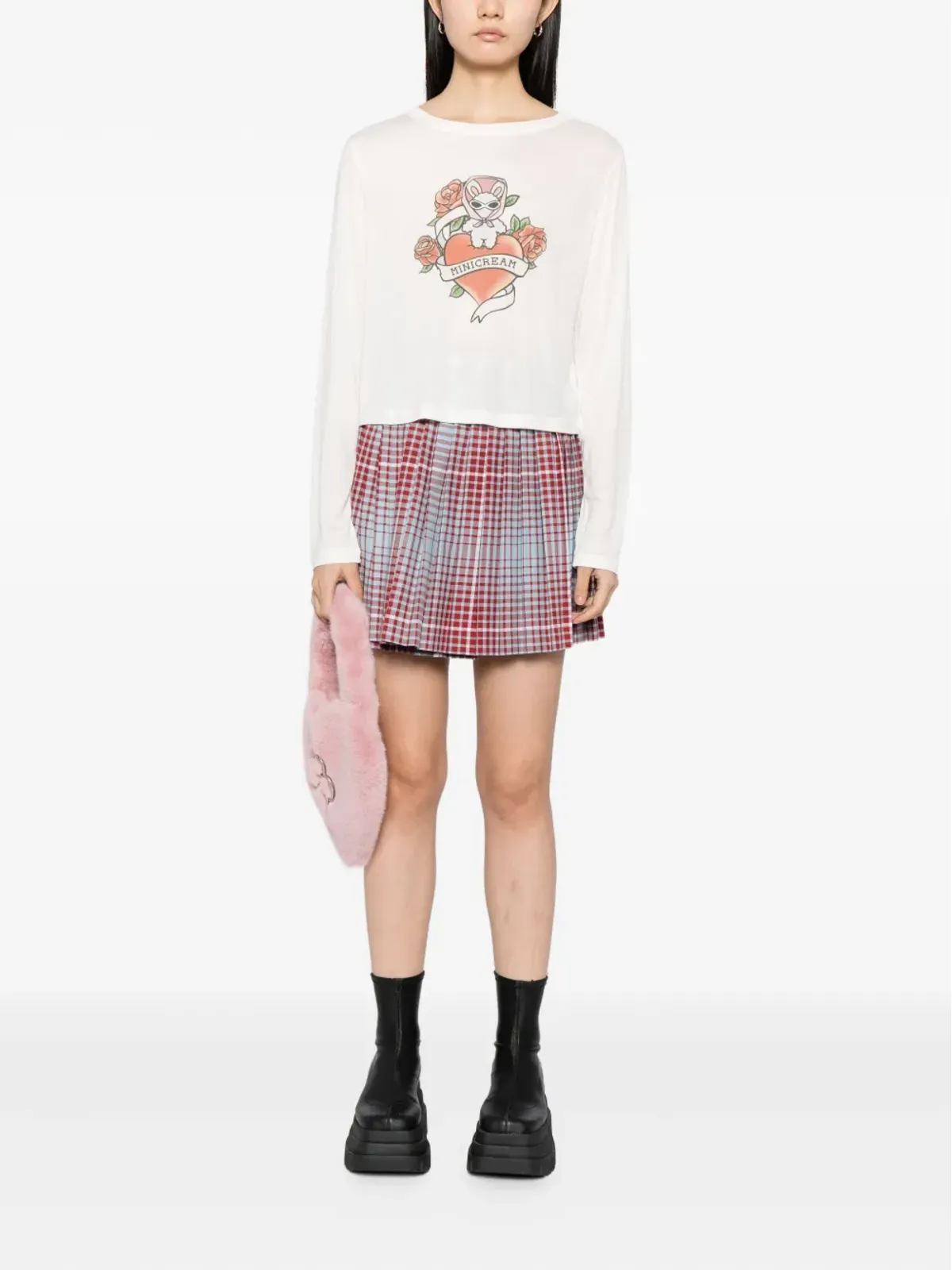 Mini Cream グラフィックプリントTシャツ - 画像2