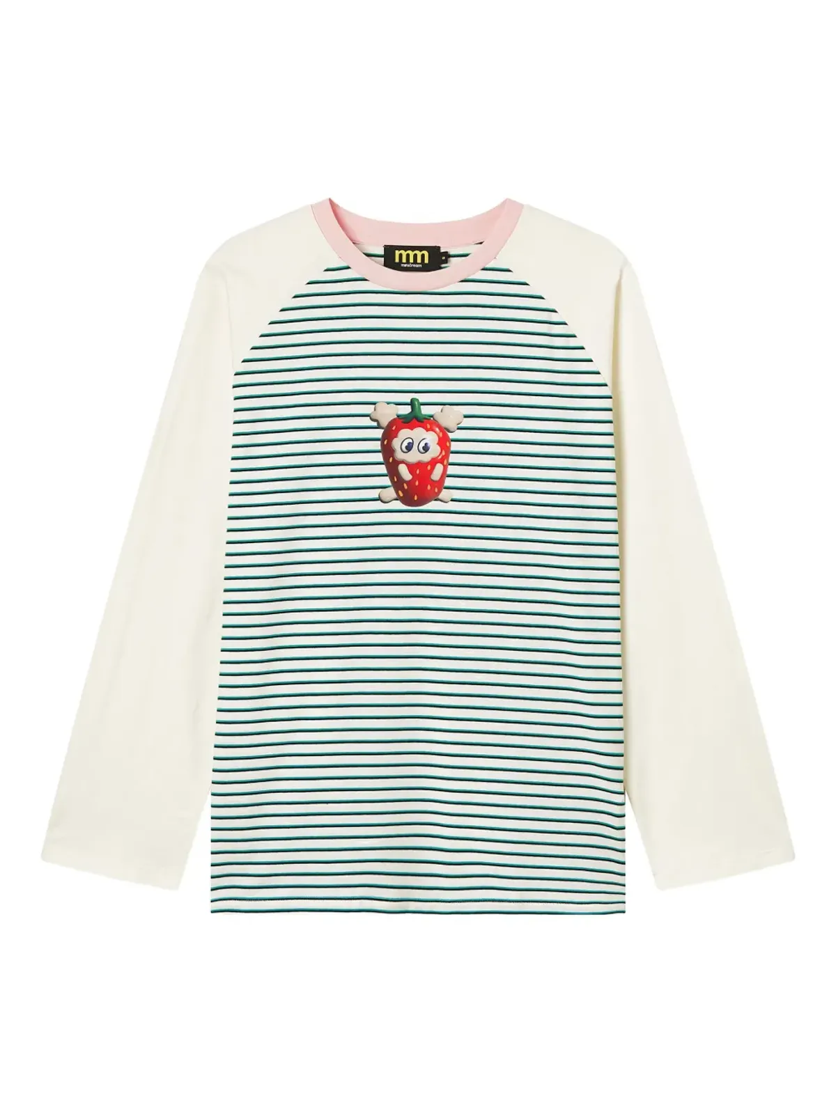 Mini Cream いちごプリントストライプトップス - 画像1