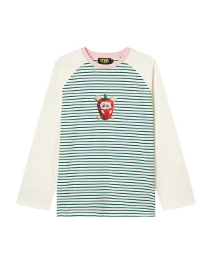 Mini Cream いちごプリントストライプトップス - サムネイル1
