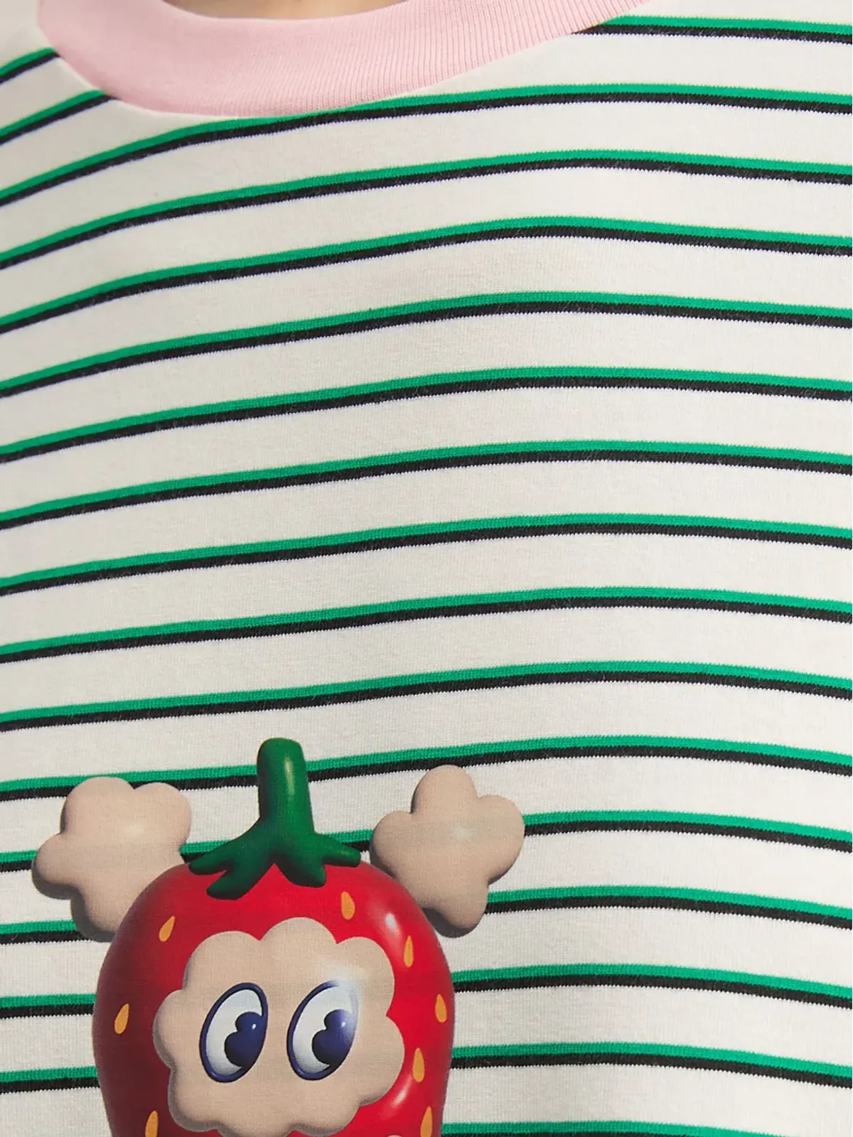 Mini Cream いちごプリントストライプトップス - 画像5