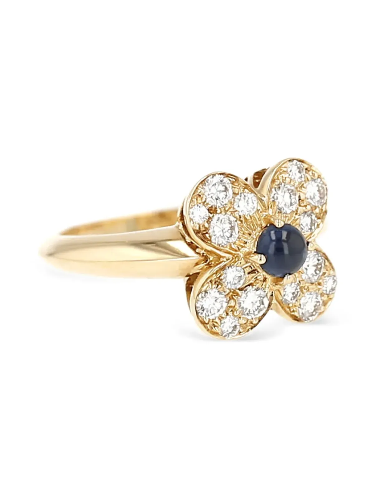 Van Cleef & Arpels Vintage イエローゴールド ダイヤモンドとサファイアの花リング - 画像2