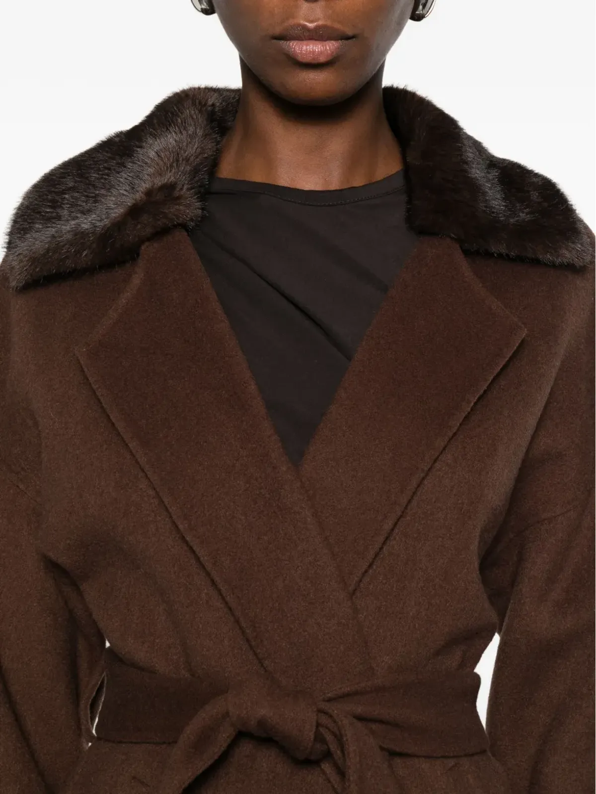 Betta Corradi panelled-collar belted coat - 画像5