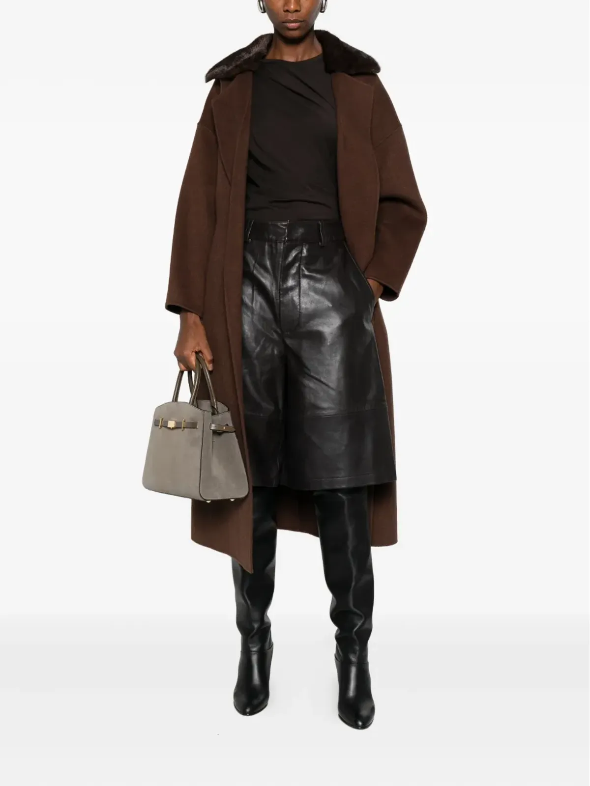 Betta Corradi panelled-collar belted coat - 画像2
