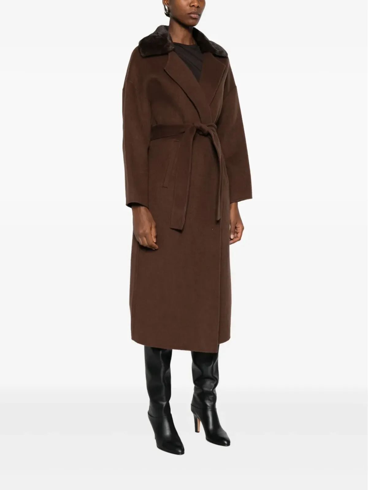 Betta Corradi panelled-collar belted coat - 画像3