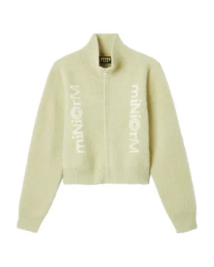 Mini Cream ハイネックジップフロントカーディガン グリーン - サムネイル1