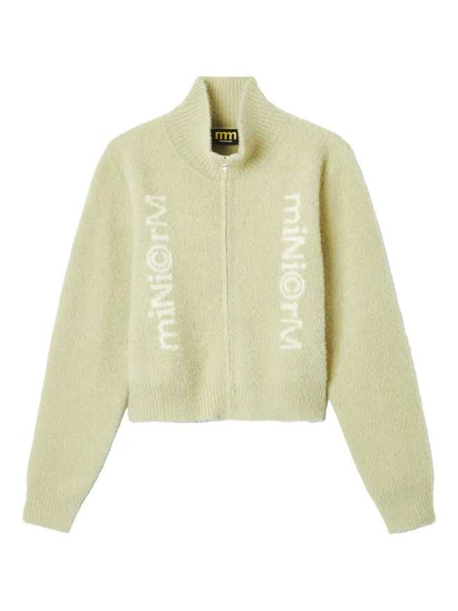 Mini Cream Mini Cream ハイネックジップフロントカーディガン グリーンの商品画像
