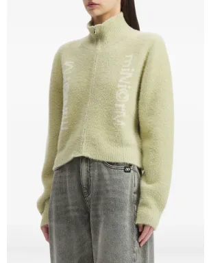 Mini Cream ハイネックジップフロントカーディガン グリーン - サムネイル3