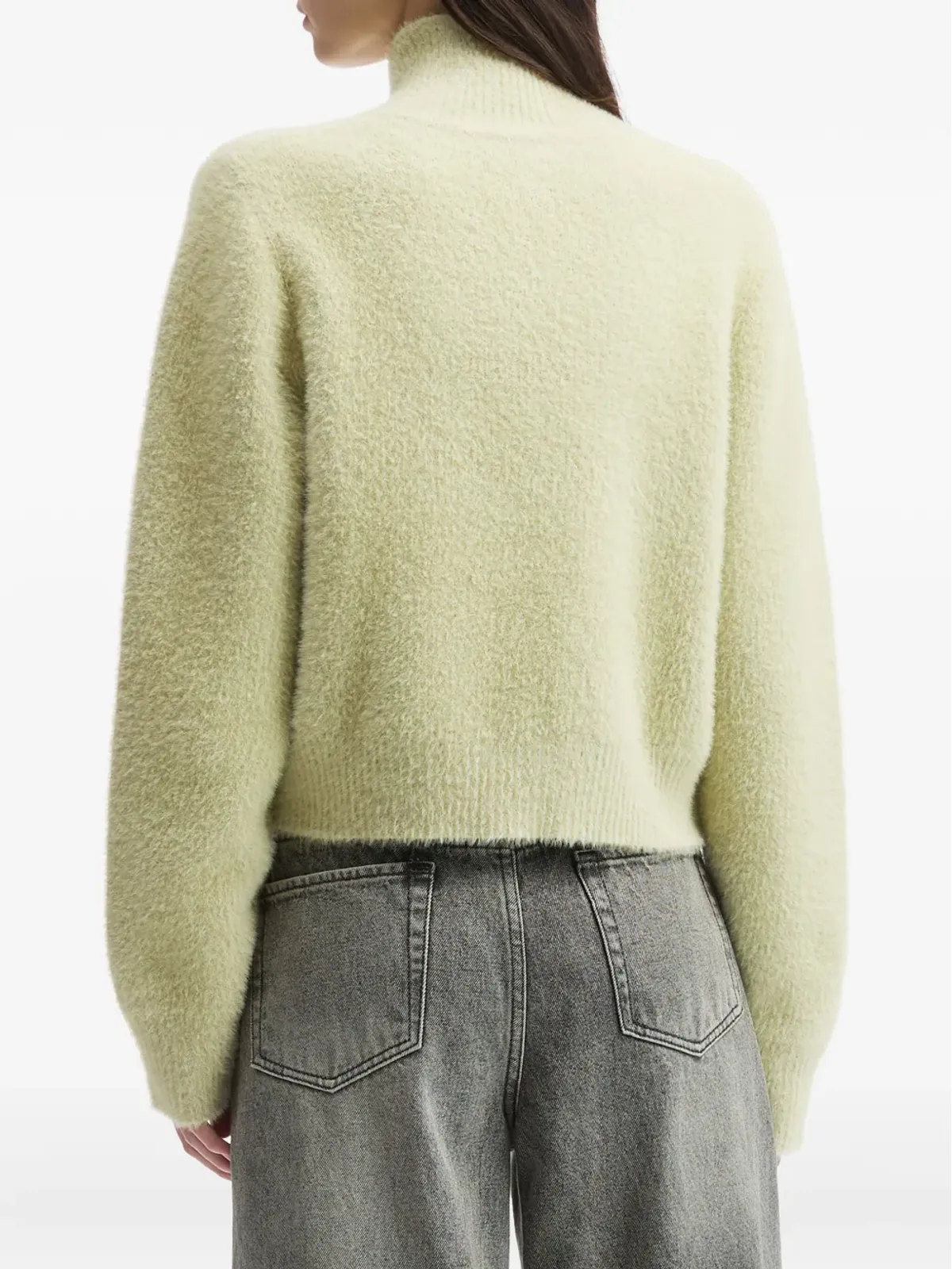Mini Cream ハイネックジップフロントカーディガン グリーン - 画像4