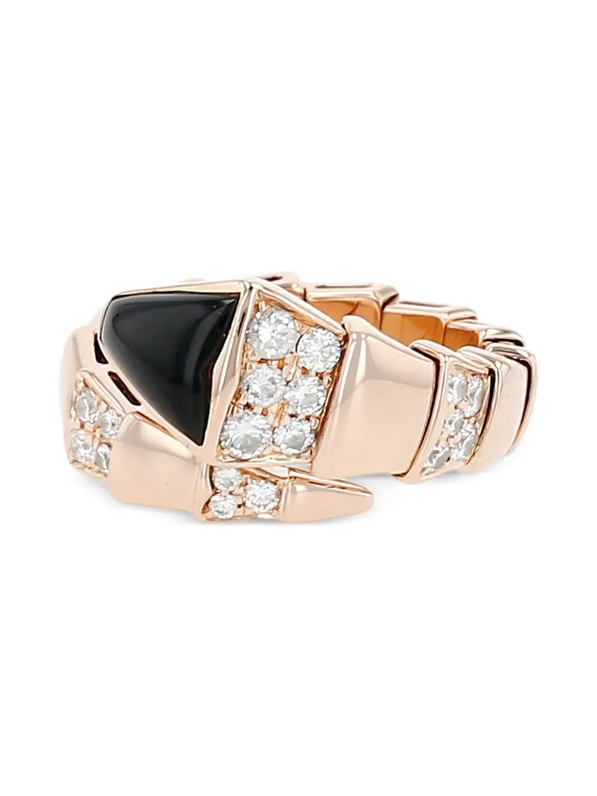 Bvlgari Pre-Owned ローズゴールド セルペンティ ダイヤモンドとオニキス装飾リング - 画像2