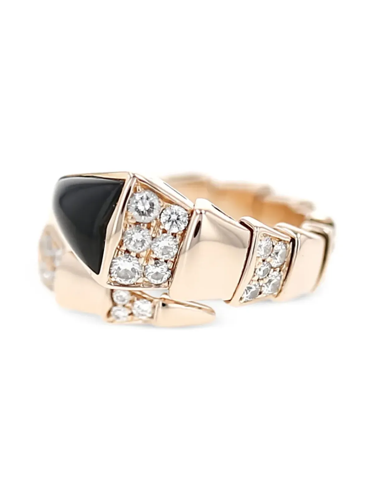 Bvlgari Pre-Owned ローズゴールド セルペンティ ダイヤモンドとオニキス装飾リング - 画像3