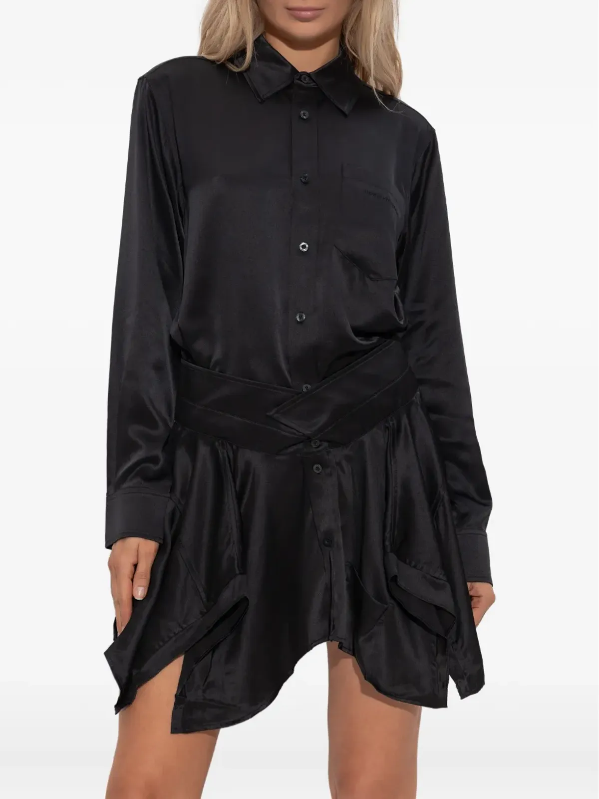 Alexander Wang ボタンダウン アシンメトリカル ミニドレス - 画像3