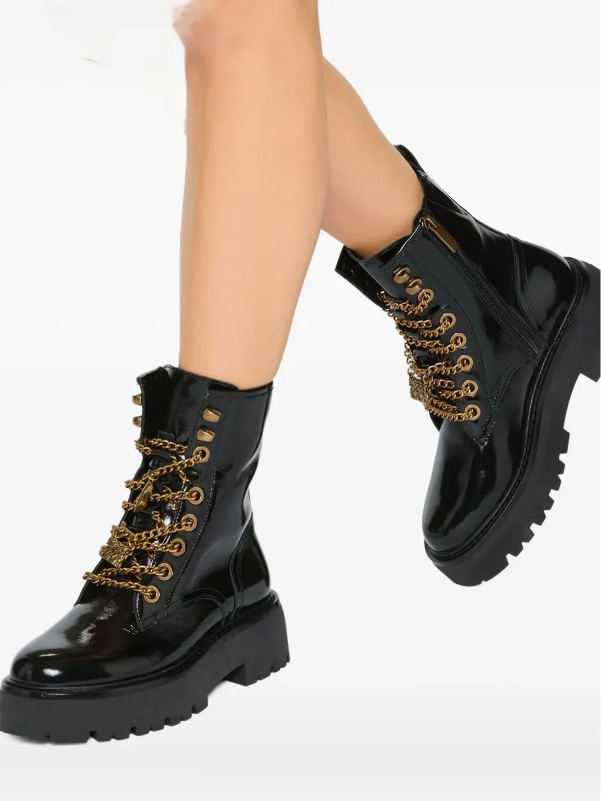 Kurt Geiger London マティルダ チャーム パテントレザー ブーツ ブラック - 画像5